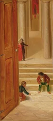 Garçons jouant aux billes, 1936